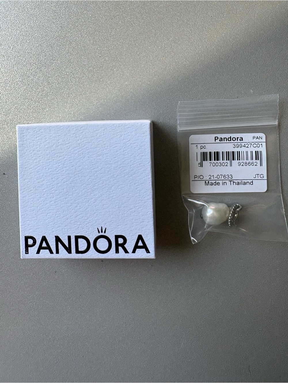 Authentic Pandora Silver Fresh Water Pearl Dangle Charm (Retired RARE)